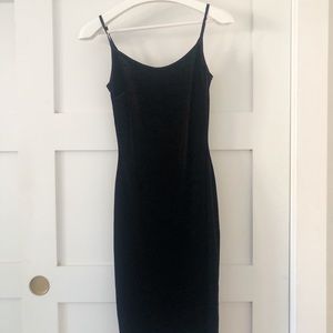 Sexy black velvet strappy dress